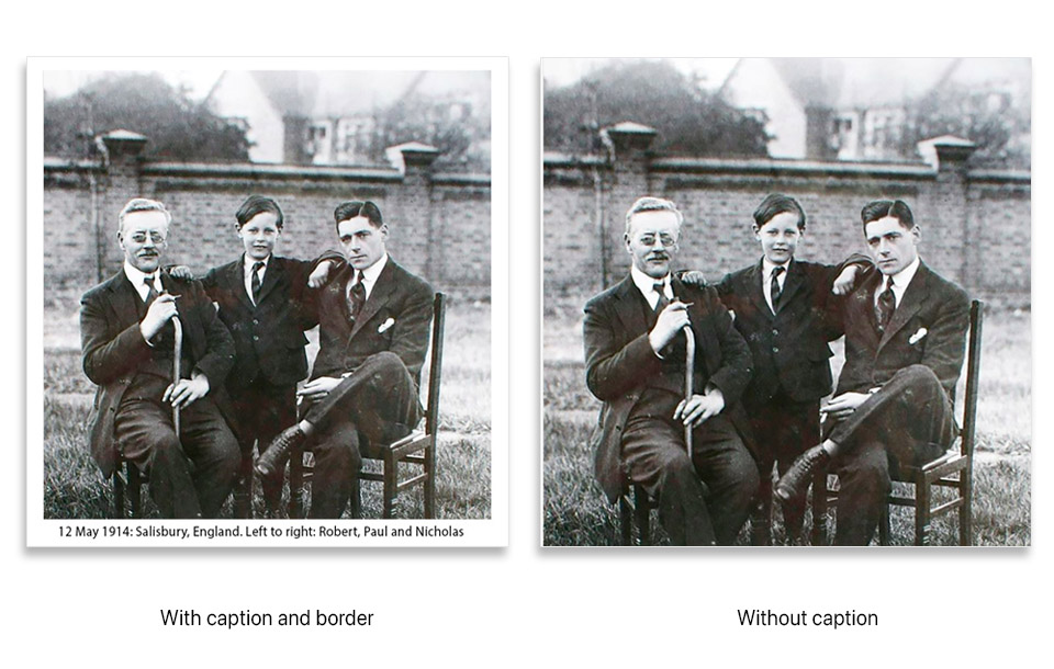 Scan photos - with and without captions